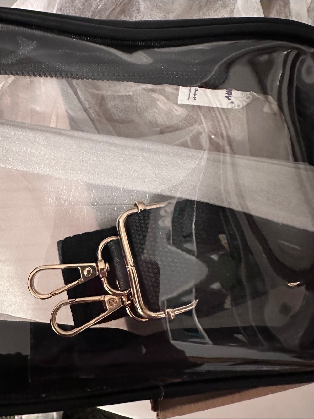 “Brand New”, Never Used Clear Crossbody Bag with Black Trim and Adjustable Strap - Picture 6 of 9